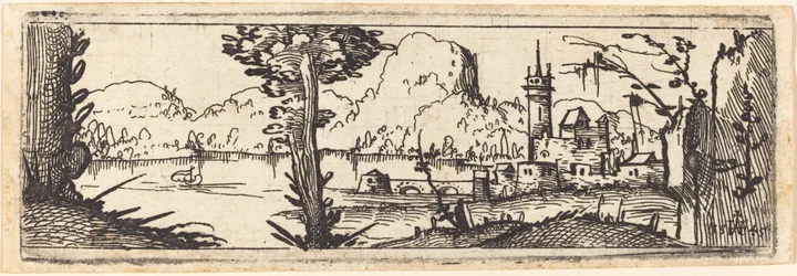 Landschaft mit See und Stadt, 1545