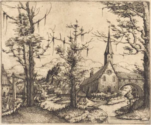Landschaft mit einem Dorfkirche
