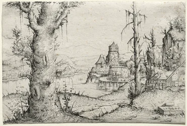Flusslandschaft mit großem Baum links, 1546