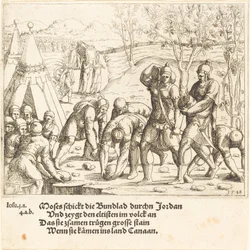 Die zwölf Steine und die Wasser des Jordan werden geteilt