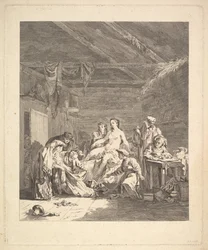 Nach der Hochzeitsnacht müssen die Laken gezeigt werden. Aus Voyage en Sibérie, 1767