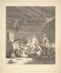Vignette des ersten Bandes, Seite 165: Usage des Russes après le Mariage et avant la Noce..., 1767