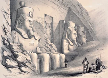 Außenansicht des Südtempels, Ebsamboul, Nubien, um 1850