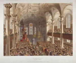 Innenraum der Kirche St. Martin-in-the-Fields, Westminster, London, 1809