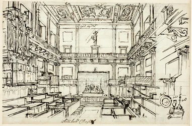 Studie für Whitehall Chapel, aus Microcosm of London