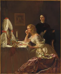 Eine junge Dame bei ihrer Toilette