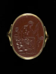Ringstein, der Aphrodite darstellt, ca. 100-70 v. Chr. (Karneol)