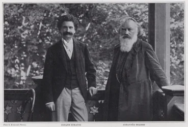 Komponisten Johann Strauss der Jüngere und Johannes Brahms, Wien