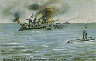 Versenkung des italienischen Kreuzers Giuseppe Garibaldi durch das österreichische U-Boot U-4, Erster Weltkrieg, 18. Juli 1915