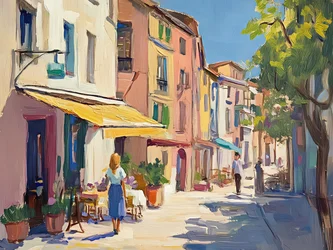 Sonnige europäische Caféstraße
