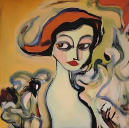 Frau mit rotem Hut