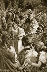 Die Plünderung von Olynthus, 348 v. Chr., Illustration aus 