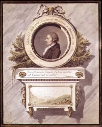 Michel Gabriel Pacard, Arzt aus Chamonix, Savoie mit Blick auf den Mont Blanc vom Tal von Sallenche