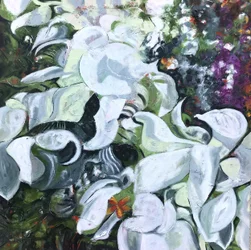 Weiße Blumen-Schmetterling