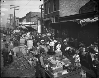 Maxwell Street Markt, Chicago, Illinois, USA, um 1905