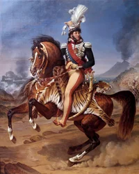Reiterporträt von Joachim Murat (1767-1815), König von Neapel, in Neapel mit Blick auf den Vesuv (Vesuv), 19. Jahrhundert, Maße 3,43 x 2,8 m