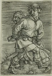 Bauernpaar tanzt