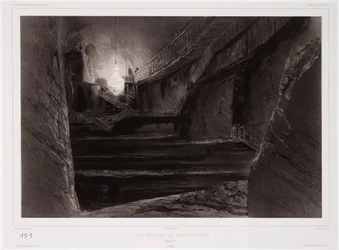 Ansicht in den Minen von Wieliczka, Polen, 20. März 1840, graviert von Sabatier