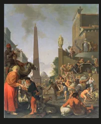 Joseph verteilt Korn in Ägypten, 1655