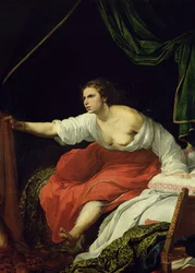 Potiphars Frau, Detail von Joseph und Potiphars Frau, 1645-48