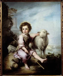 Der gute Hirte. Gemälde von Bartolomé Murillo (1618-1682) 17. Jahrhundert. Madrid, Prado-Museum