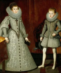 Der Infante Philipp, später König Philipp IV. von Spanien 1605-1665 und seine Schwester Anne von Österreich 1601-