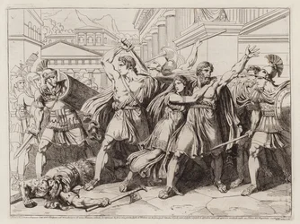 Philodamus und sein Sohn verteidigen Philodamus