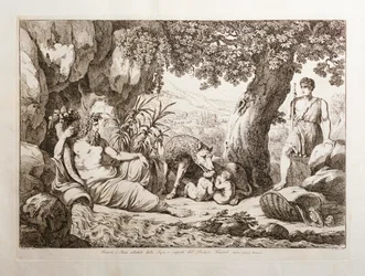 Romulus und Remus saugen an der Wölfin