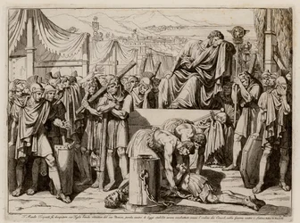 Titus Manlius Torquatus lässt seinen Sohn enthaupten, weil er seinen Posten im Kampf verlassen hat
