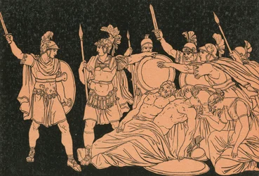 Turnus über den Leichen von Alma und Galaesus