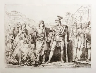 Veturia entwaffnet ihren Sohn Coriolan und befreit Rom von großer Gefahr
