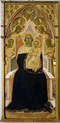 Madonna und Kind auf dem Thron, umgeben von Engeln