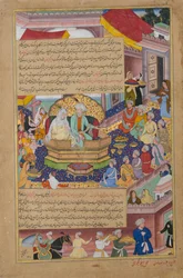 Tumanba Khan, seine Frau und seine neun Söhne, Folio aus einem Chingiznama