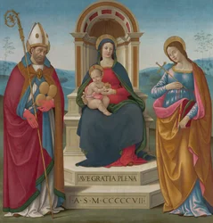 Madonna und Kind mit St. Justus von Volterra und St. Margareta von Antiochia