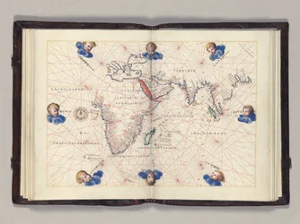 Fos. 11v-12r Karte 3: Indischer Ozean, Portolan-Atlas der Welt, Venedig, ca. 1542-46