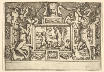 Junge Frau trinkt aus einer Schale, eine alte Frau steht vor ihr, ca. 1540-80