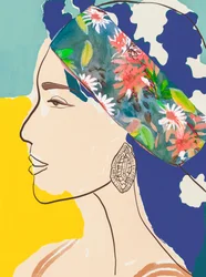 Frau im Blumenschal