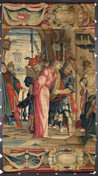 Christus und Pontius Pilatus, Tapisserie der Brüsseler Manufakturen, 16. Jahrhundert, Genua, Musei di Strada Nuova