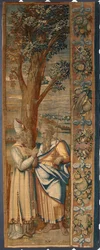 Moise et Jethro Tapisserie von Dionys Martensz nach den Kartons von Luca Cambiaso (1527-1584) und hergestellt in den Manufakturen von Brüssel 1561-1564 Dim. 390x585,5 cm Genua, Musei di Strada Nuova