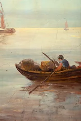 Zweiter Hinterraum, Besprechungsraum, Wandgemälde mit ländlichen Szenen im klassischen Stil, wahrscheinlich um 1810, Szene 3