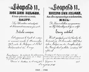Unterschrift von König Leopold II. (1835-1909) zur Genehmigung der Annexion des Kongo an Belgien, 1908