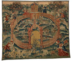 Wandteppich, Park au Cerfs, hergestellt in Tournai, Belgien, um 1500