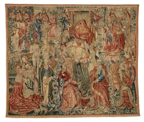 Wandteppich, Teil eines Credo-Wandteppichs, der die Schöpfung der Welt darstellt, hergestellt in Brüssel, Belgien, ca. 1500-10