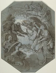 St. Peter und die Engel empfangen eine Seele im Paradies