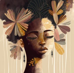 Goldene Blumen Afro-Schönheit