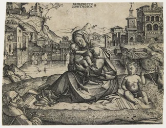 Die Heilige Familie mit dem kleinen Heiligen Johannes in einer Landschaft, ca. 1506-1512