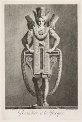 Mascarade à la Grecque: Grenadier à la Grecque, Platte 3, 1771