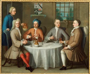 Gruppenporträt von Sir Thomas Sebright, Sir John Bland und zwei Freunden, 1723