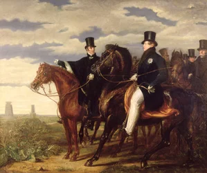 Der Herzog von Wellington beschreibt König Georg IV. (1762-1830) das Schlachtfeld von Waterloo, 1844