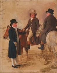 John Hilton, Richter der Rennbahn in Newmarket; John Fuller, Sekretär der Rennbahn; und John Stevens, ein Trainer